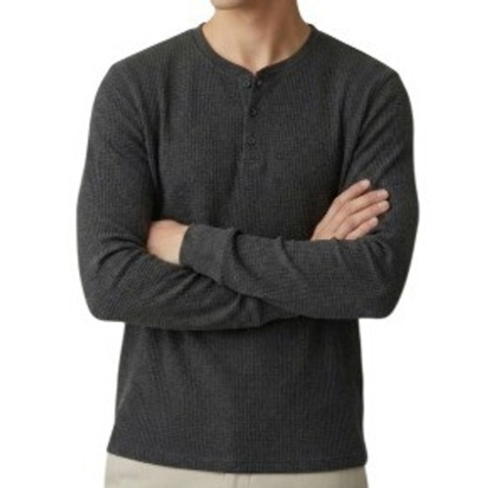 Sundry Gray Ribbed Long Sleeve Henley Shirt Size‎ 2 US Medium